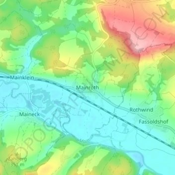 Mapa topográfico Mainroth, altitud, relieve