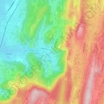 Mapa topográfico Grusse, altitud, relieve