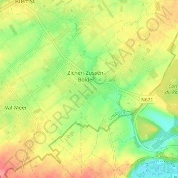 Mapa topográfico Zichen, altitud, relieve
