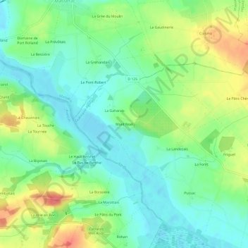 Mapa topográfico Mont Noël, altitud, relieve