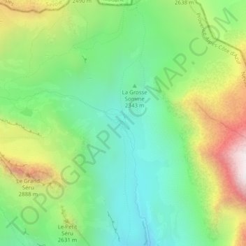 Mapa topográfico Plaine de Tavernette, altitud, relieve