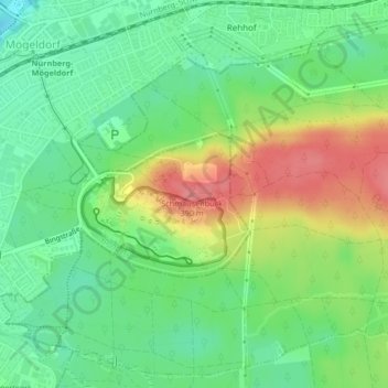 Mapa topográfico Schmausenbuck, altitud, relieve