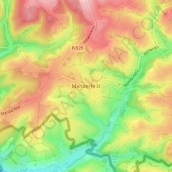Mapa topográfico Manderfeld, altitud, relieve