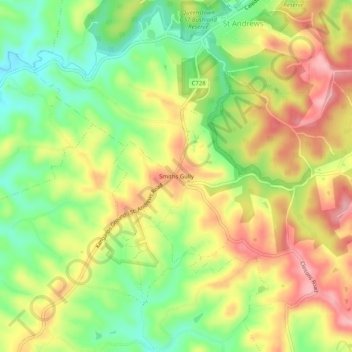 Mapa topográfico Smiths Gully, altitud, relieve