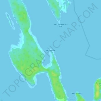 Mapa topográfico Мыс Узкий, altitud, relieve