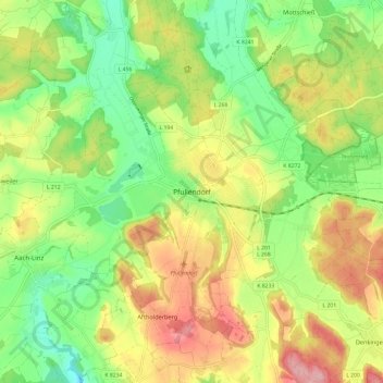 Mapa topográfico Pfullendorf, altitud, relieve
