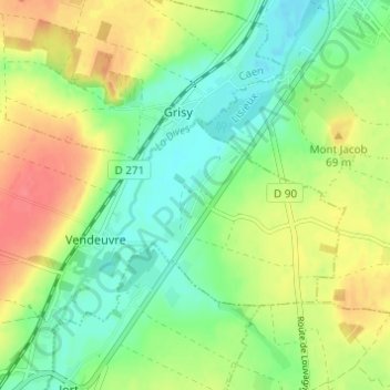 Mapa topográfico Morières, altitud, relieve