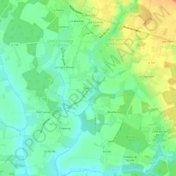 Mapa topográfico Foichot, altitud, relieve