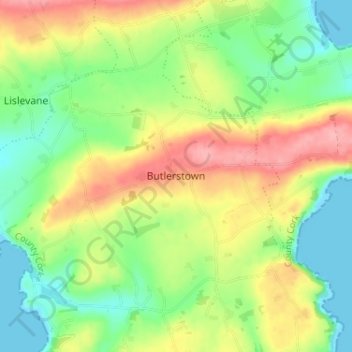 Mapa topográfico Butlerstown, altitud, relieve