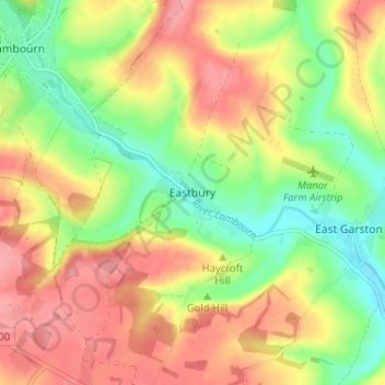 Mapa topográfico Eastbury, altitud, relieve