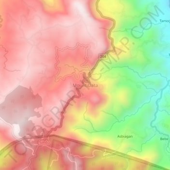 Mapa topográfico Mount Data, altitud, relieve