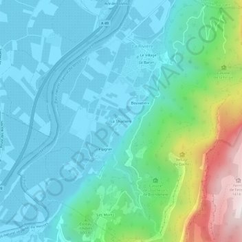 Mapa topográfico La Thuillière, altitud, relieve