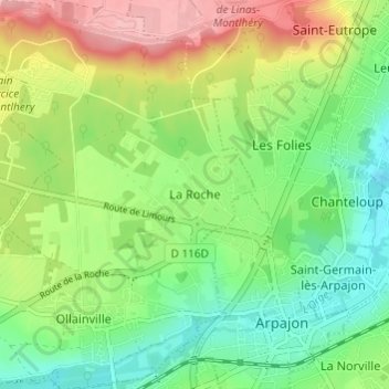 Mapa topográfico La Roche, altitud, relieve