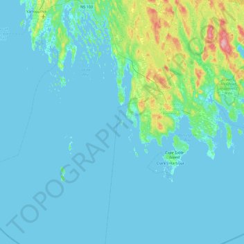 Mapa topográfico Johns Island, altitud, relieve