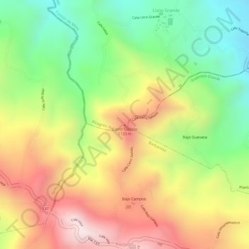 Mapa topográfico Cerro Tablazo, altitud, relieve