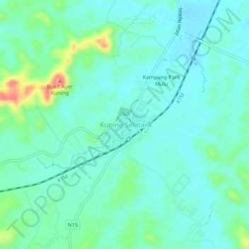 Mapa topográfico Air Kuning Selatan, altitud, relieve