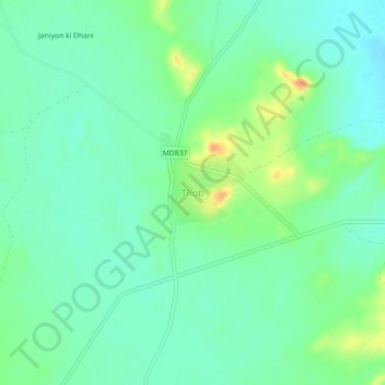 Mapa topográfico Thob, altitud, relieve