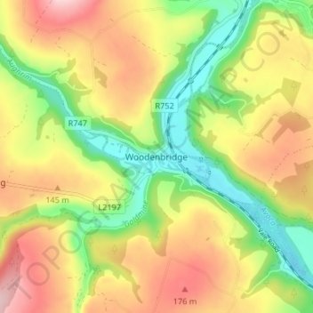 Mapa topográfico Woodenbridge, altitud, relieve