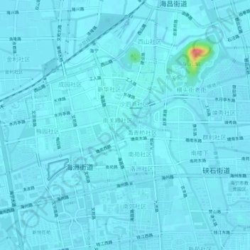Mapa topográfico 南关厢历史文化街区, altitud, relieve