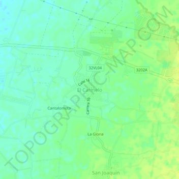 Mapa topográfico El Carmelo, altitud, relieve