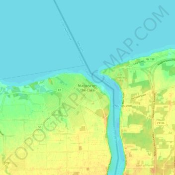 Mapa topográfico Niagara-on-the-Lake, altitud, relieve
