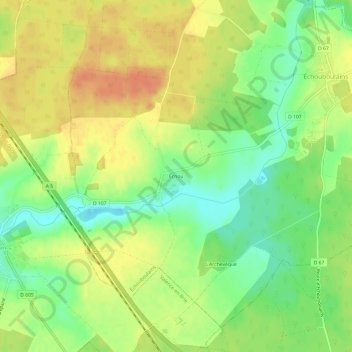Mapa topográfico Echou, altitud, relieve