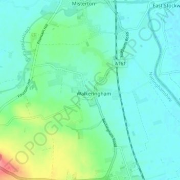 Mapa topográfico Walkeringham, altitud, relieve