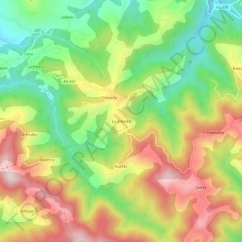 Mapa topográfico La Infiesta, altitud, relieve