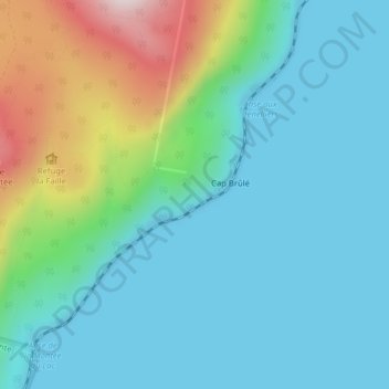 Mapa topográfico Cap-Brûlé, altitud, relieve