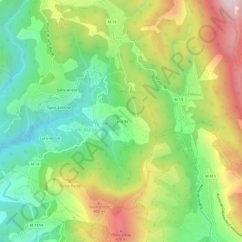 Mapa topográfico La Grau, altitud, relieve