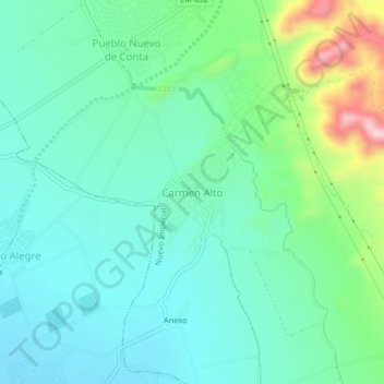 Mapa topográfico Carmen Alto, altitud, relieve