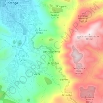 Mapa topográfico Santa Guadalupe, altitud, relieve