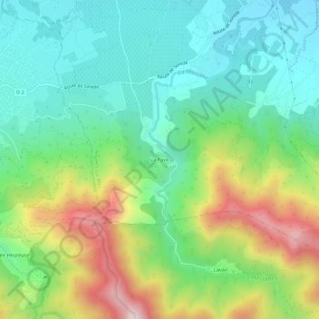 Mapa topográfico La Pave, altitud, relieve