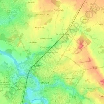 Mapa topográfico La Bougonnière, altitud, relieve