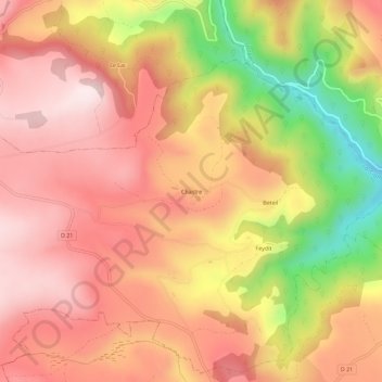 Mapa topográfico Chastre, altitud, relieve
