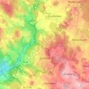 Mapa topográfico Röhrenhof, altitud, relieve