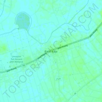 Mapa topográfico Parit Raja, altitud, relieve