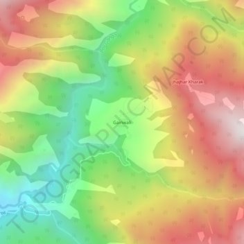 Mapa topográfico Gainwali, altitud, relieve
