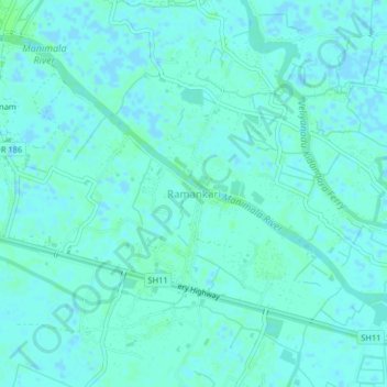 Mapa topográfico Ramankari, altitud, relieve