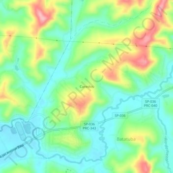 Mapa topográfico Canedos, altitud, relieve