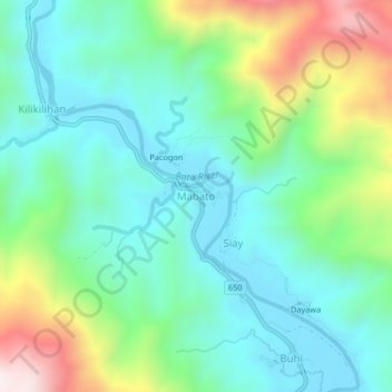 Mapa topográfico Mabato, altitud, relieve
