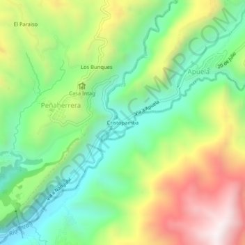 Mapa topográfico Cristopamba, altitud, relieve