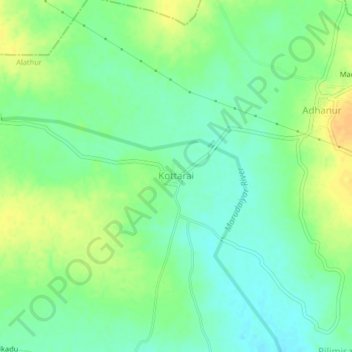 Mapa topográfico Kottarai, altitud, relieve