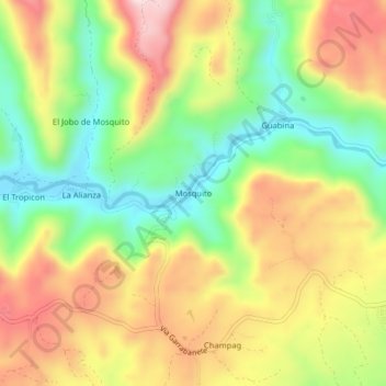Mapa topográfico Mosquito, altitud, relieve
