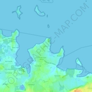 Mapa topográfico Le Ruault, altitud, relieve