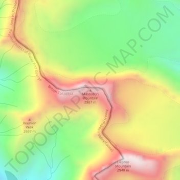 Mapa topográfico Mastodon Mountain, altitud, relieve