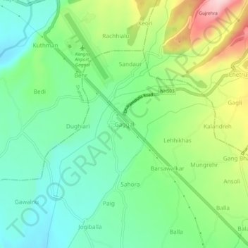 Mapa topográfico Gaggal, altitud, relieve