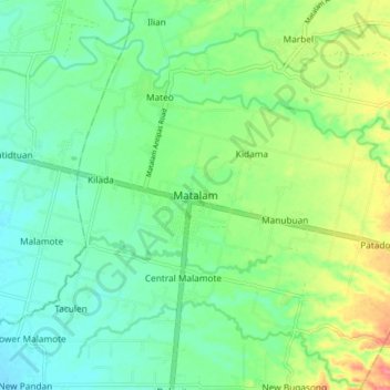 Mapa topográfico Matalam, altitud, relieve
