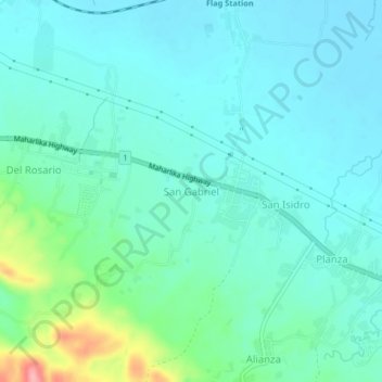Mapa topográfico San Gabriel, altitud, relieve