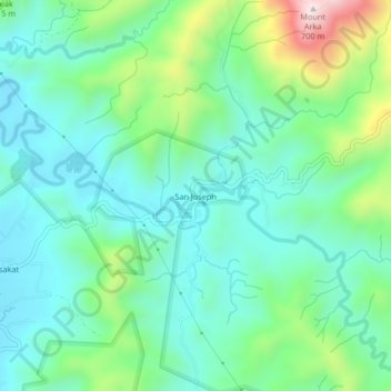Mapa topográfico San Joseph, altitud, relieve